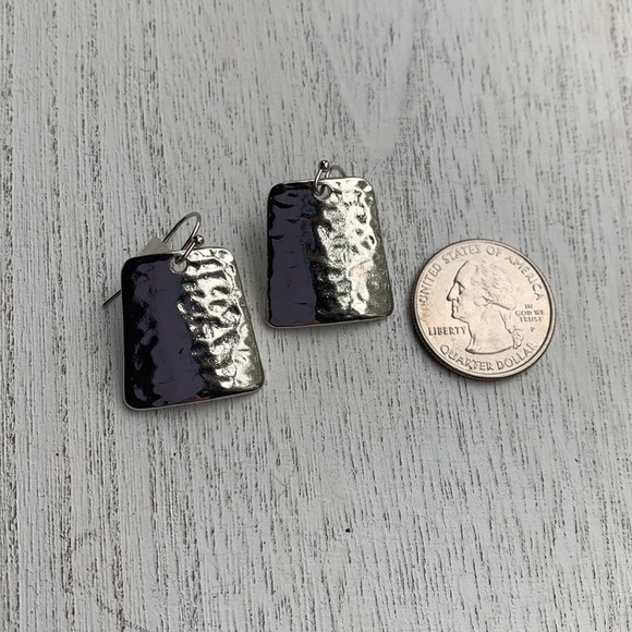 Silver Hammered Pierced Earrings - Picture 1 of 8